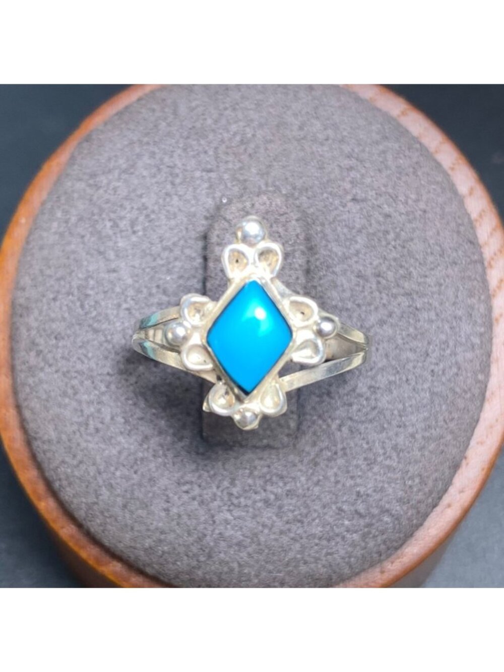 Composite Turquoise Sterling Silver 925 Scroll Statement Ring Size 6.25